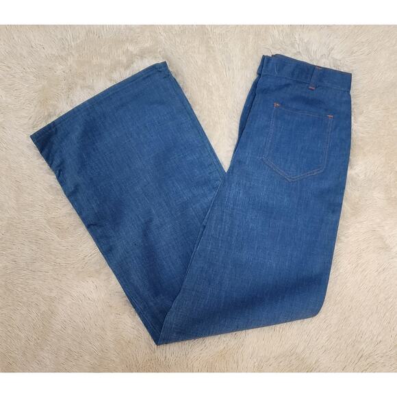 Vintage 70s Sears High-Rise Blue Jeans Size 10 Tall Flare Bell Bottom Pants - Picture 3 of 9